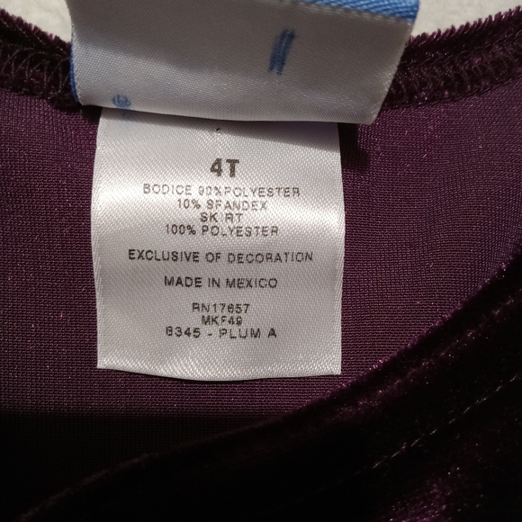 Brooke Lindsey Plum Velvet & Satin Like Formal Shortsleeve Dress sz 4T - Picture 6 of 7